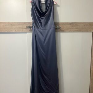 Elegant slate blue halter gown great for red carpet events , wedding, prom